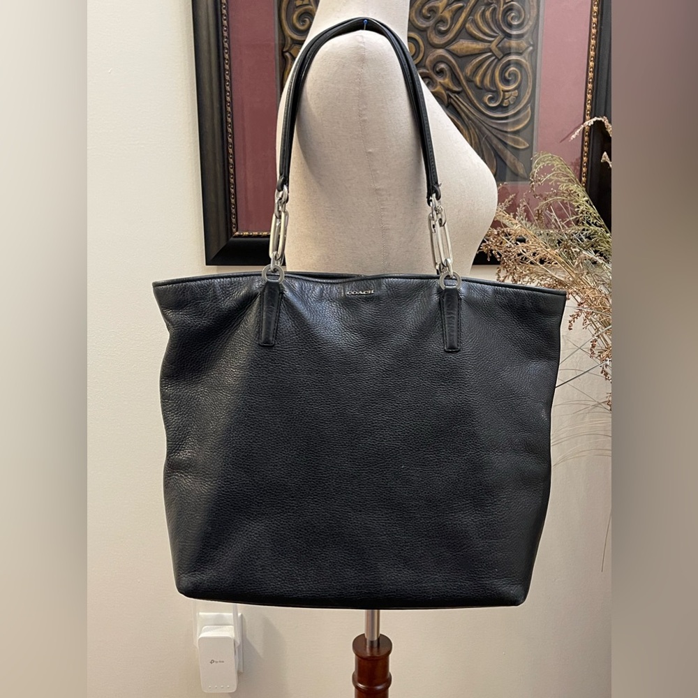 Coach Madison North South Black Pebbled Leather Bag